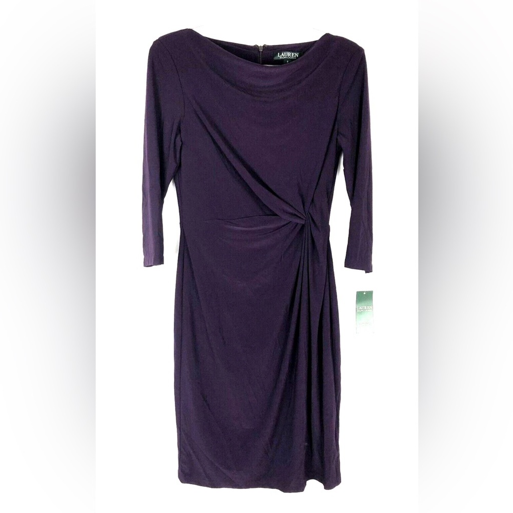 Ralph Lauren Women’s Purple Front Side Scrunch Dress, Size 2